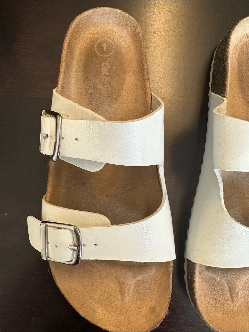 Kids Cat & Jack White Slide Sandals with buckles